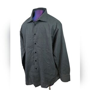 Tallia Navy &‎ White Polka Dot Button Down Shirt Size 17.5 33/35 Men's